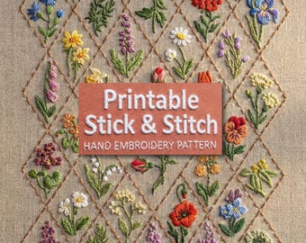 Wildflower Embroidery Sampler – 35 Botanical Motifs Line Art (PDF Pattern)