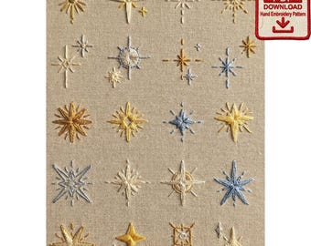 Celestial Sparkle Minimalist Embroidery Pattern PDF