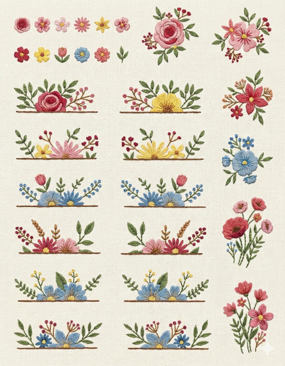 Wildflower Embroidery Pattern, Beginner Stitch Guide, PDF Download - Etsy