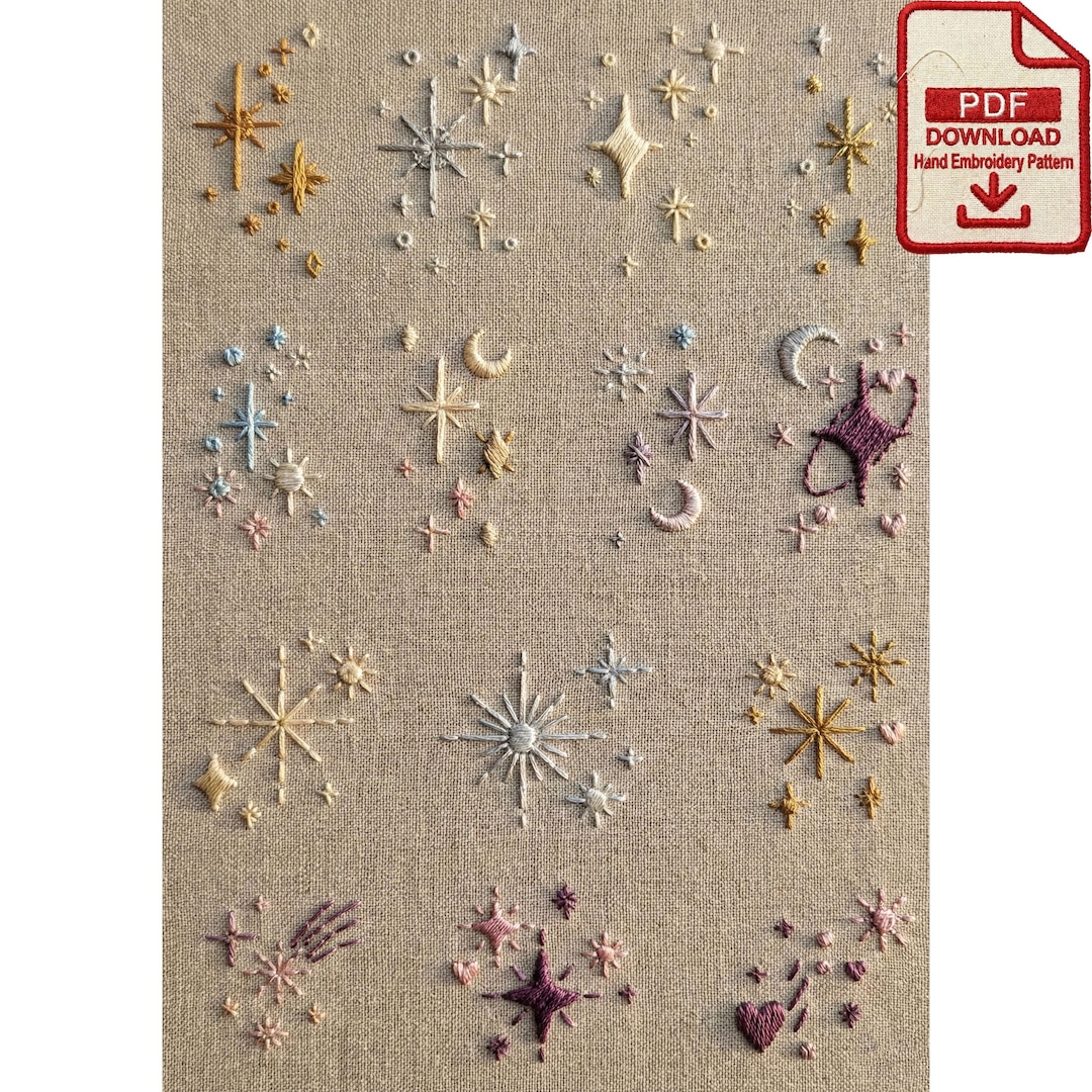 Celestial Sparkles Minimalist Embroidery Pattern PDF - Etsy