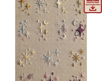 Celestial Sparkles Minimalist Embroidery Pattern PDF