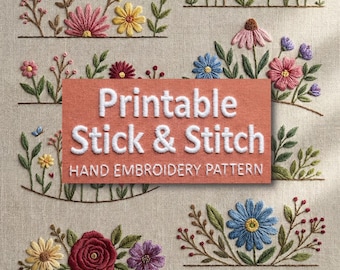 Wildflower Embroidery Pattern PDF, Floral Borders and Clusters, Beginner Design, Digital Download