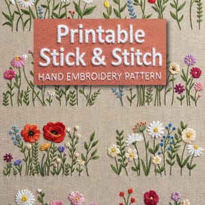 Wildflower Embroidery Pattern, Beginner DIY Floral Stitch Guide, PDF Pattern