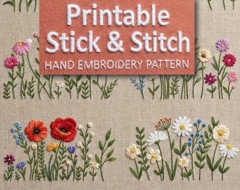 Wildflower Embroidery Pattern, Beginner DIY Floral Stitch Guide, PDF Pattern