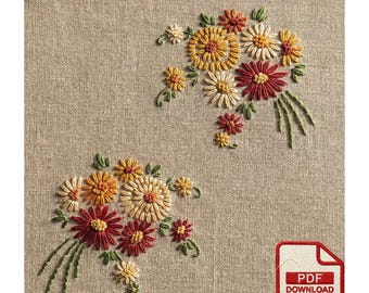 Wildflower Embroidery Pattern – Daisy & Sunflower Line Art (PDF Pattern)
