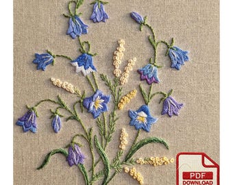 Bluebell Embroidery Pattern | Elegant Floral Design (PDF Pattern, Stitch Guide Included)