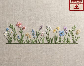 Broderimönster för botaniska bårder i vildblomsäng PDF