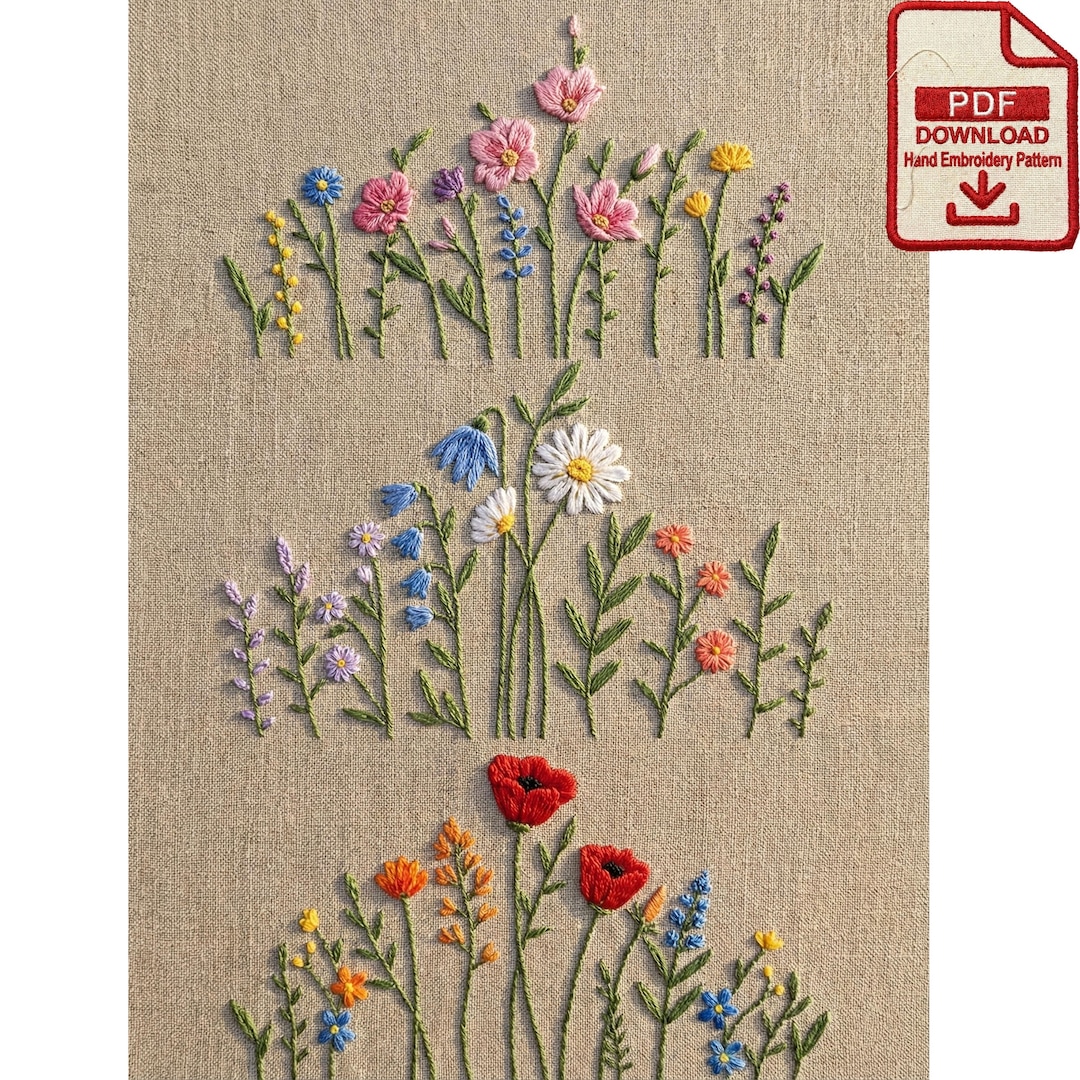 Wildflower Meadow Botanical Embroidery Pattern PDF - Etsy