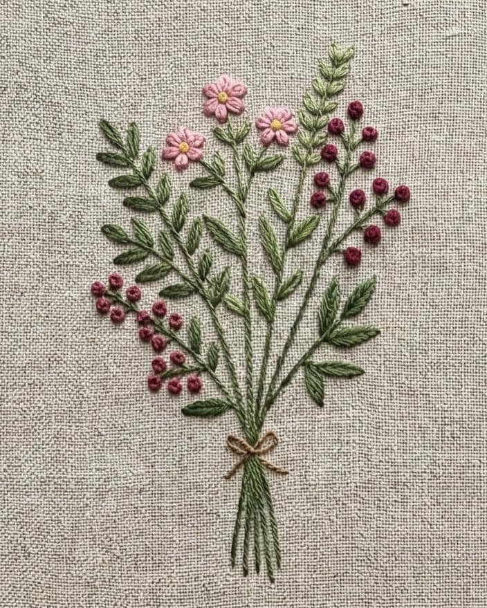 Wildflower Bouquet Hand Embroidery Pattern, Beginner Floral Stitching ...
