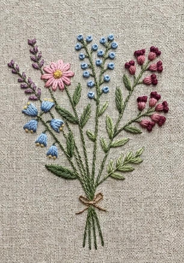 Wildflower Bouquet Hand Embroidery Pattern, Beginner Floral Stitching ...