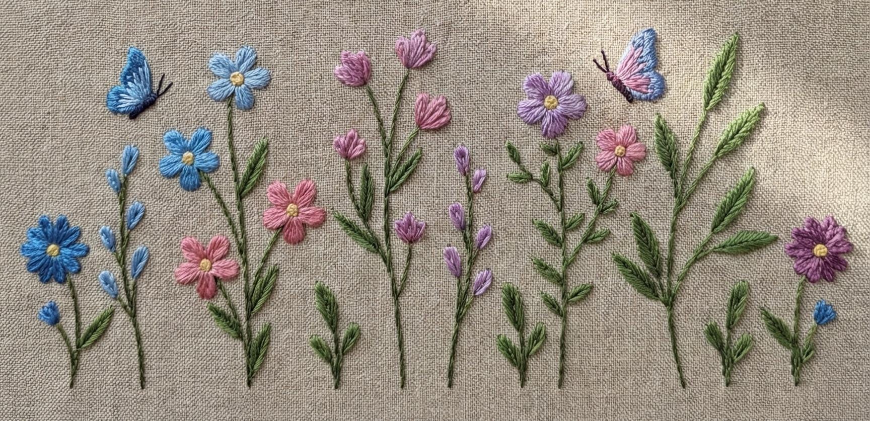 Wildflower Meadow Embroidery Pattern, Modern Floral Design, PDF Pattern ...