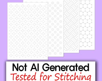 Beginner Sashiko Pattern – Japanese Embroidery Sampler (PDF Download)