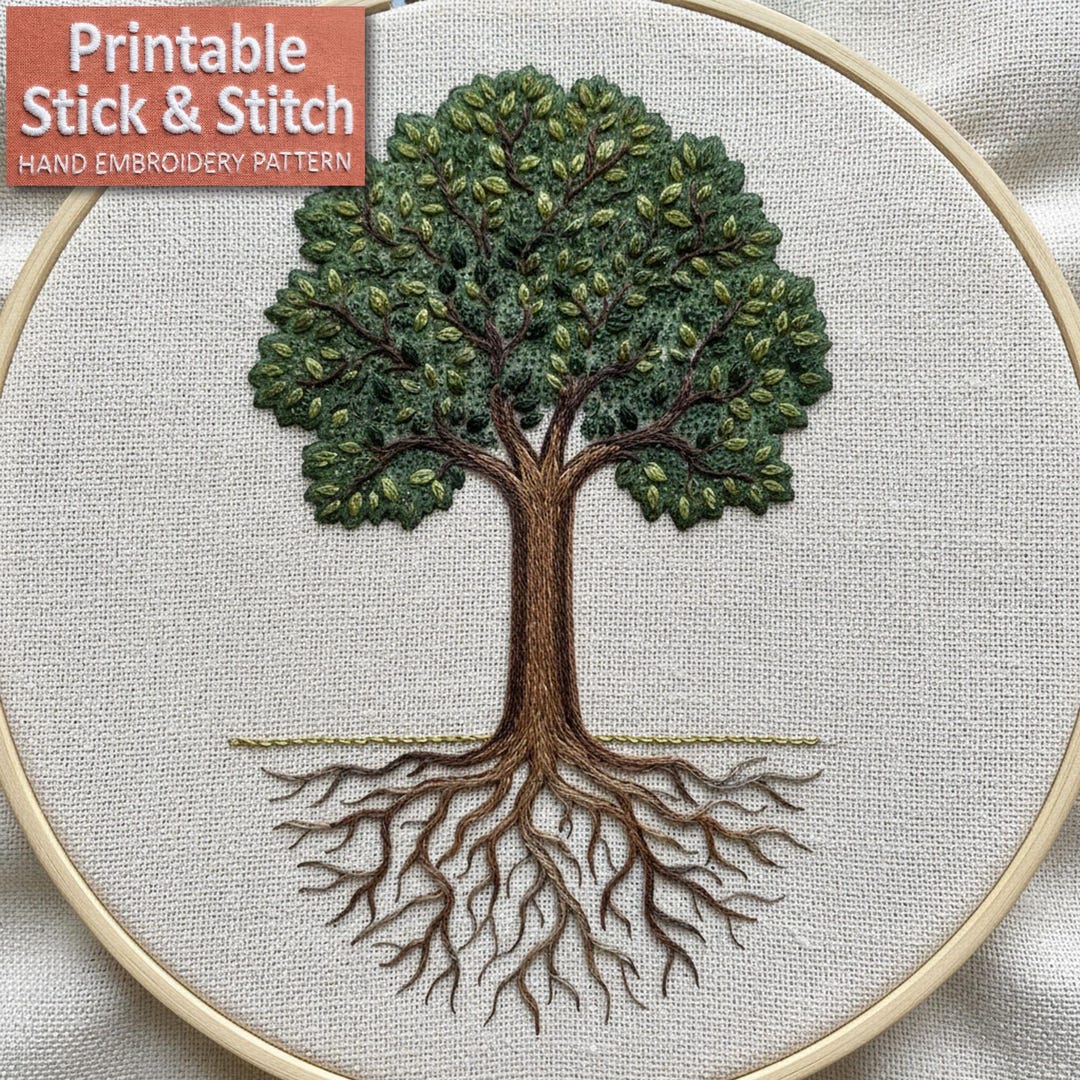 Tree of Life Embroidery Pattern – Botanical Roots, Zen Nature Art (PDF ...