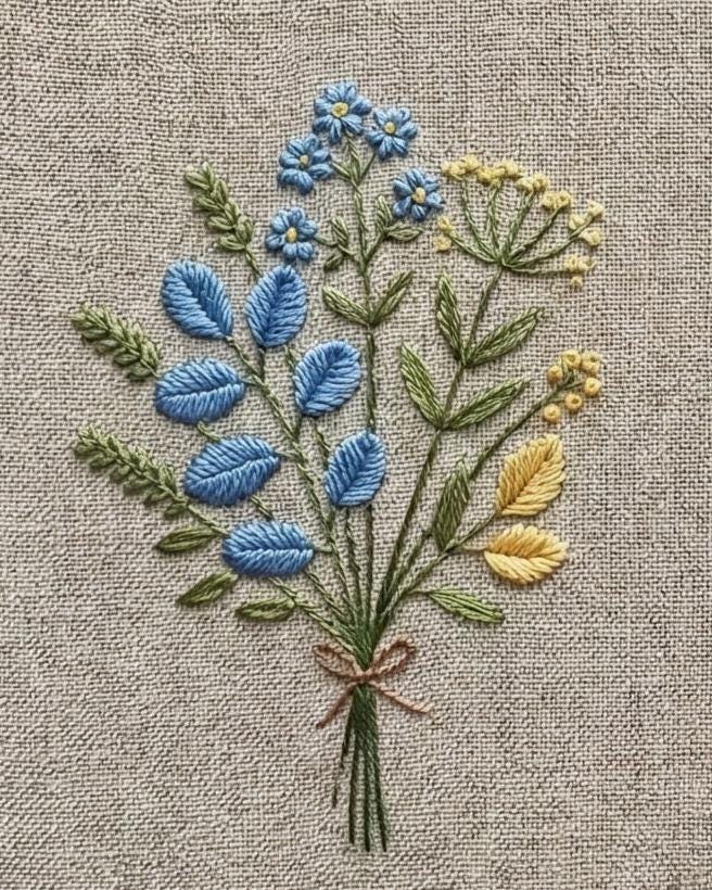 Wildflower Bouquet Hand Embroidery Pattern, Beginner Floral Stitching ...