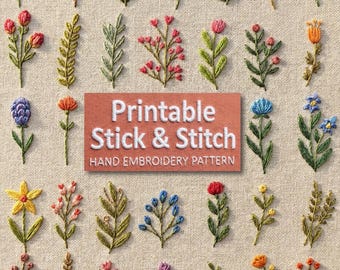 Wildflower Hand Embroidery Pattern – 30 Floral Motifs for Beginners (PDF Pattern)