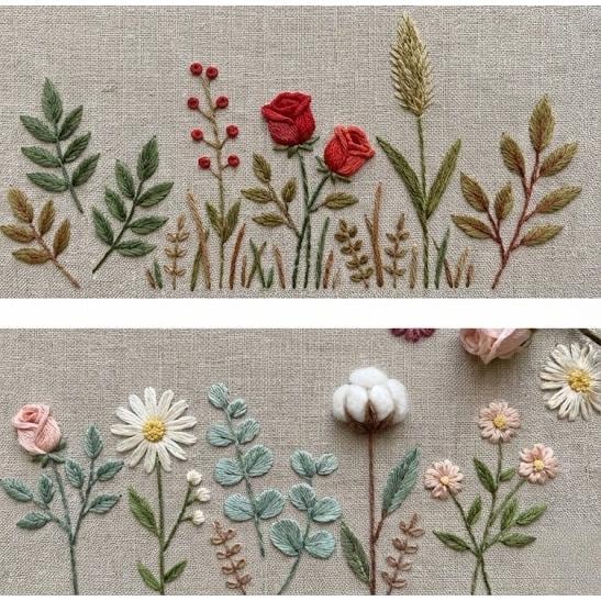 French Embroidery Pattern PDF, 4 Floral Design, DIY Hand Stitching for ...