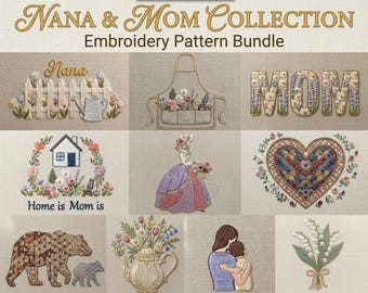 Mother's Day Embroidery Pattern Bundle – Floral, Family Designs (Digital Download)