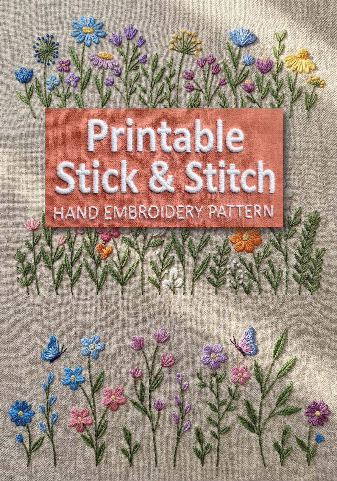 Wildflower Meadow Embroidery Pattern, Modern Floral Design, PDF Pattern ...