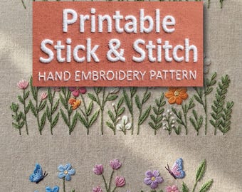 Wildflower Meadow Embroidery Pattern, Modern Floral Design, PDF Pattern