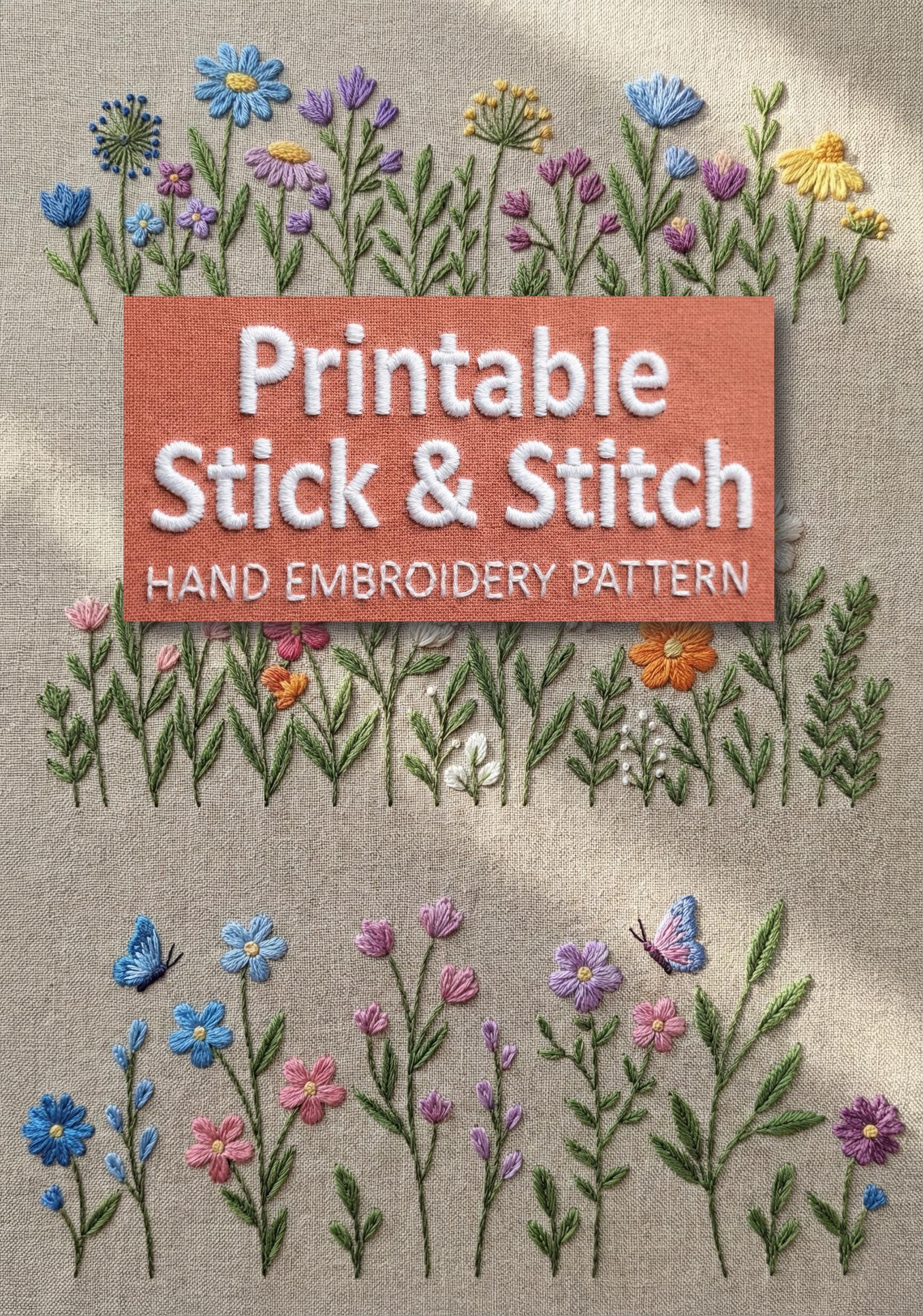 Wildflower Meadow Embroidery Pattern, Modern Floral Design, PDF Pattern ...