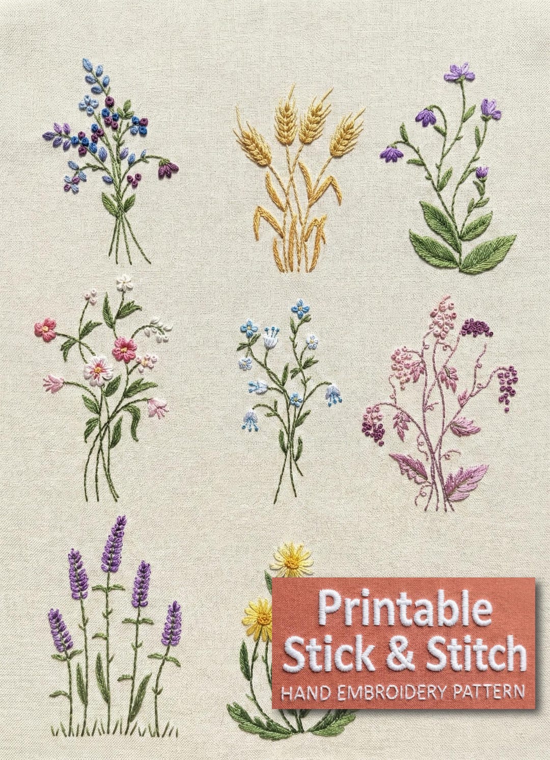 Wildebloom Pattern Program Wildflower Embroidery Pattern PDF Set, Botanical Line Art, Hand ...