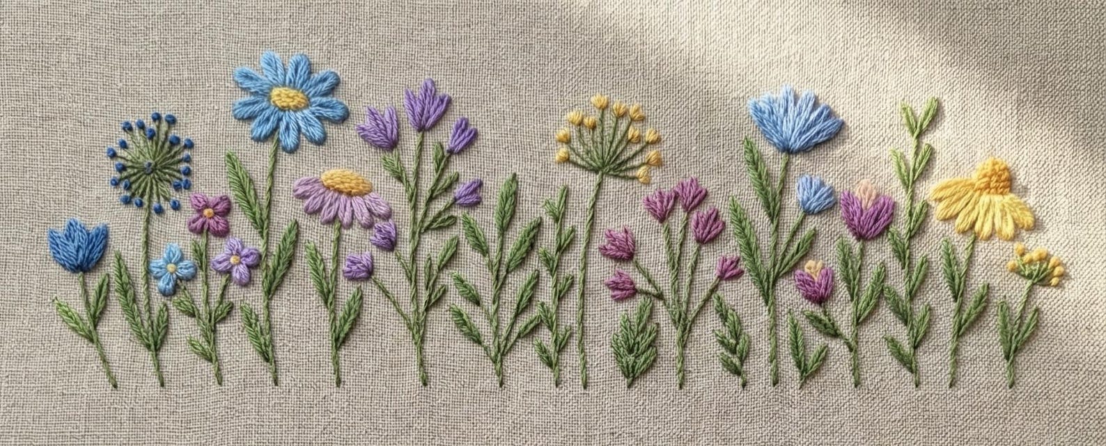 Wildflower Meadow Embroidery Pattern, Modern Floral Design, PDF Pattern ...