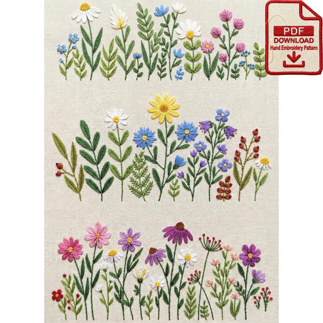 Wildflower Garden Botanical Embroidery Pattern PDF - Etsy