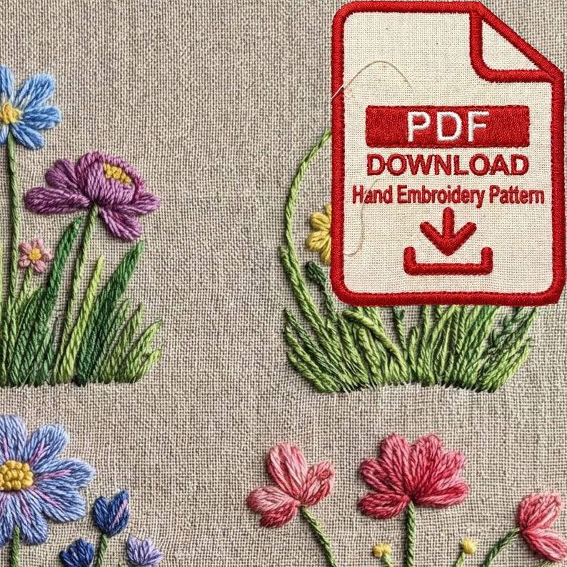 Wildflower Embroidery Pattern PDF Bundle – 9 Floral Designs for ...