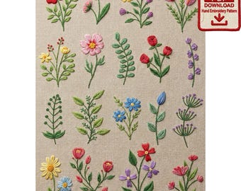 Wildflower Minimalist Botanical Embroidery Pattern PDF