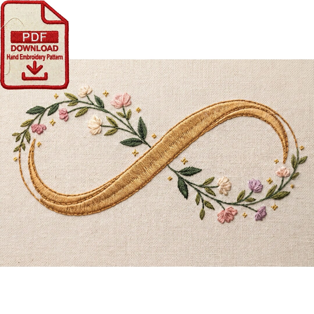 Floral Infinity Sign Minimalist Embroidery Pattern PDF - Etsy