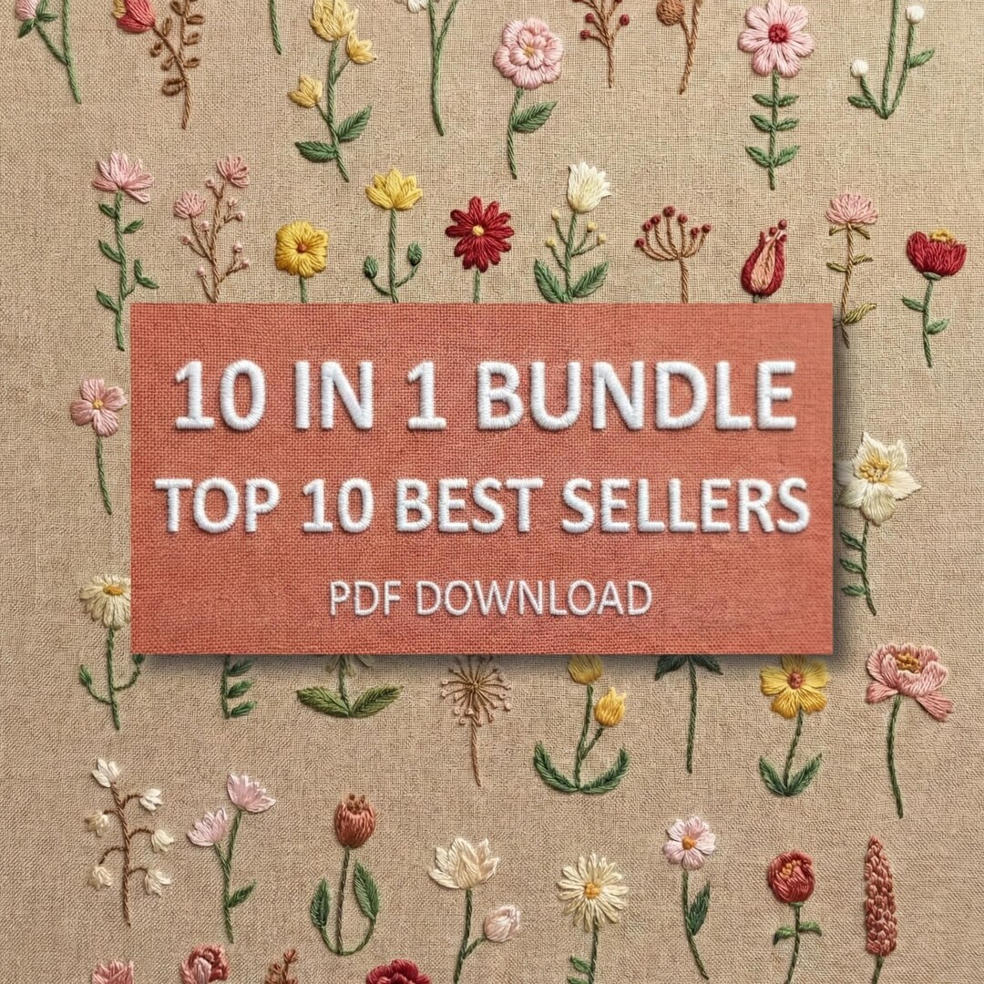 10 in 1 Bestsellers Floral Hand Embroidery Pattern Mega Bundle ...