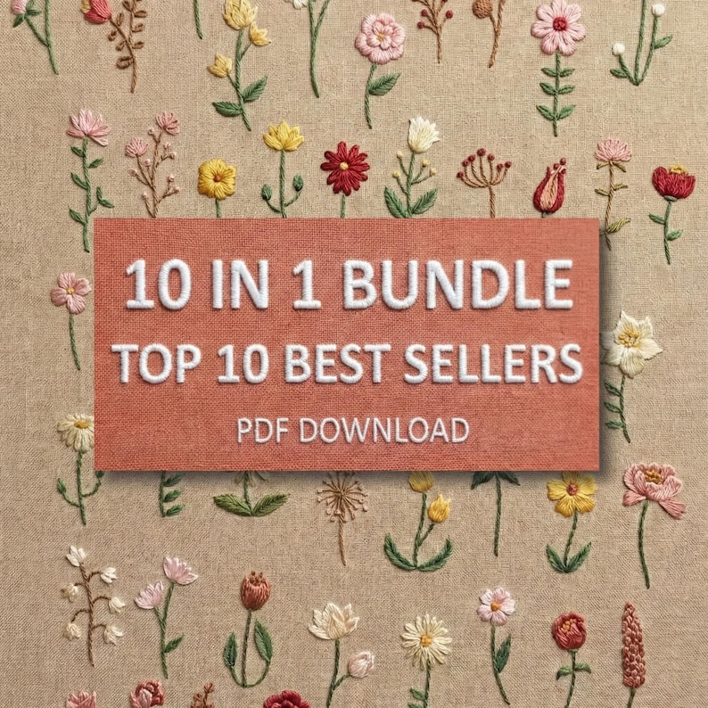 10 in 1 Bestsellers Floral Hand Embroidery Pattern Mega Bundle ...