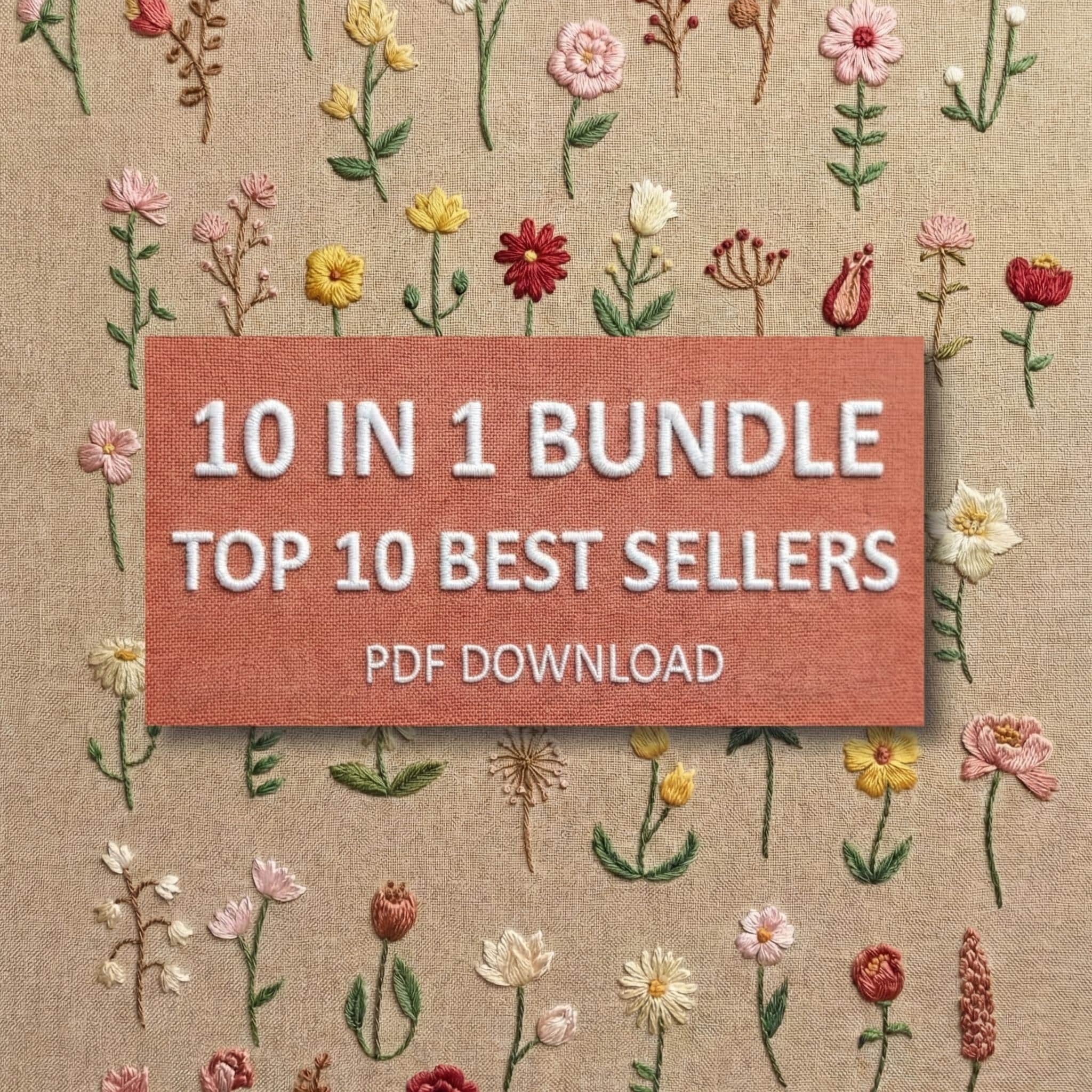 10 in 1 Bestsellers Floral Hand Embroidery Pattern Mega Bundle ...