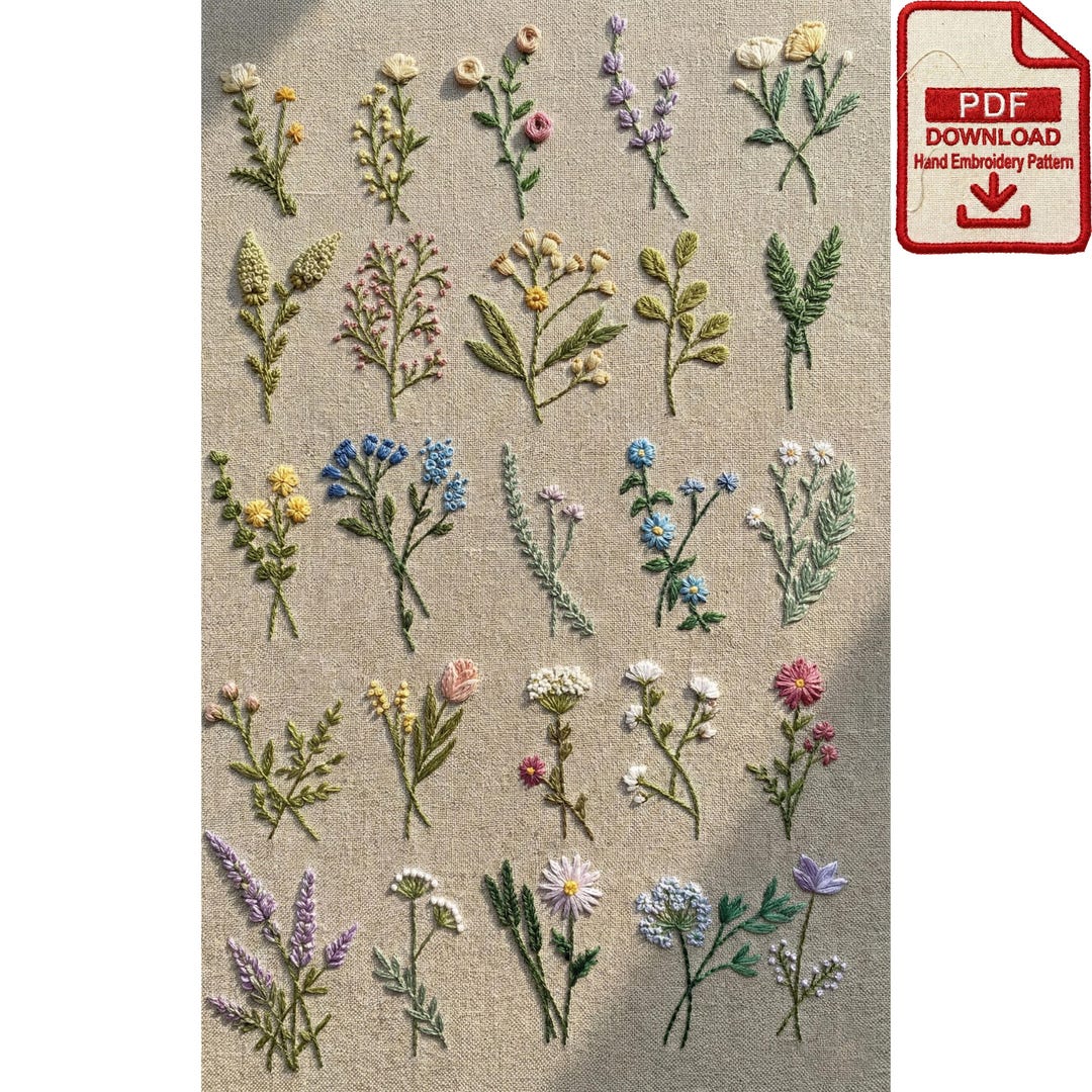 Wildflower Meadow Minimalist Embroidery Pattern PDF - Etsy