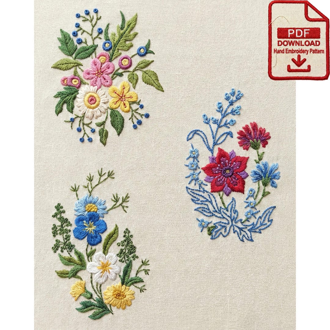 Wildebloom Pattern Program Wildflower Embroidery Pattern – Restored Floral Line Art PDF Bundle ...