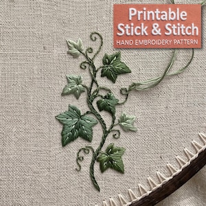 Ivy Vine Botanical Hand Embroidery Pattern PDF