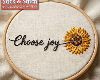 Sunflower Quote Minimalist Embroidery Pattern PDF