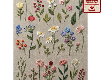 Wildflower Botanical Minimalist Embroidery Pattern PDF