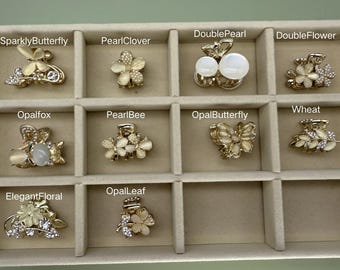 Delicato fermaglio per capelli in oro, con fiore a farfalla in opale e strass, accessorio in stile coreano Y2K, piccolo fermaglio per capelli in cristallo, regalo