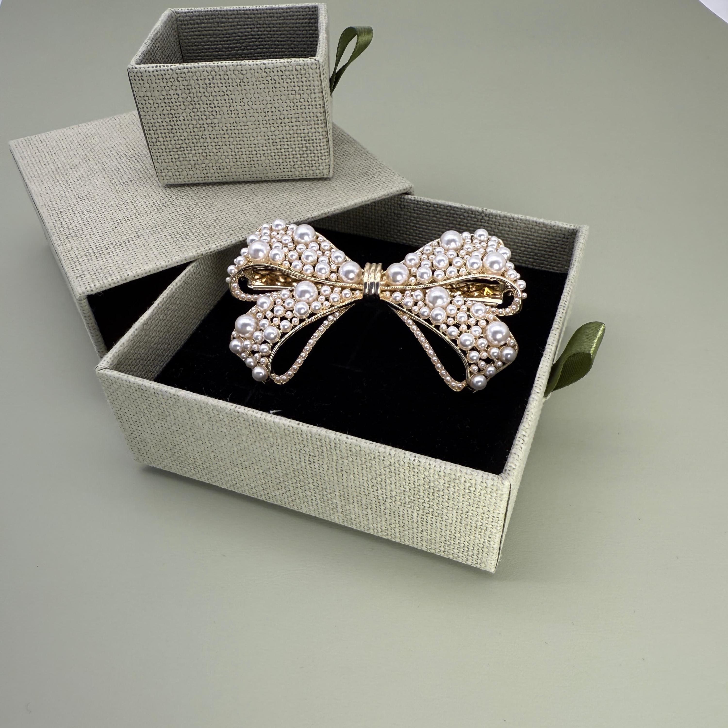 Pearl Bow Hair Barrette, Gold Hair Clip, Coquette Aesthetic  display picture 3