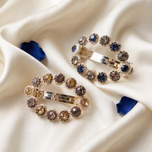Pinces à cheveux ovales vintage en cristal, barrette géométrique à strass, pince minimaliste pour frange, accessoire de cheveux élégant, cadeau pour elle