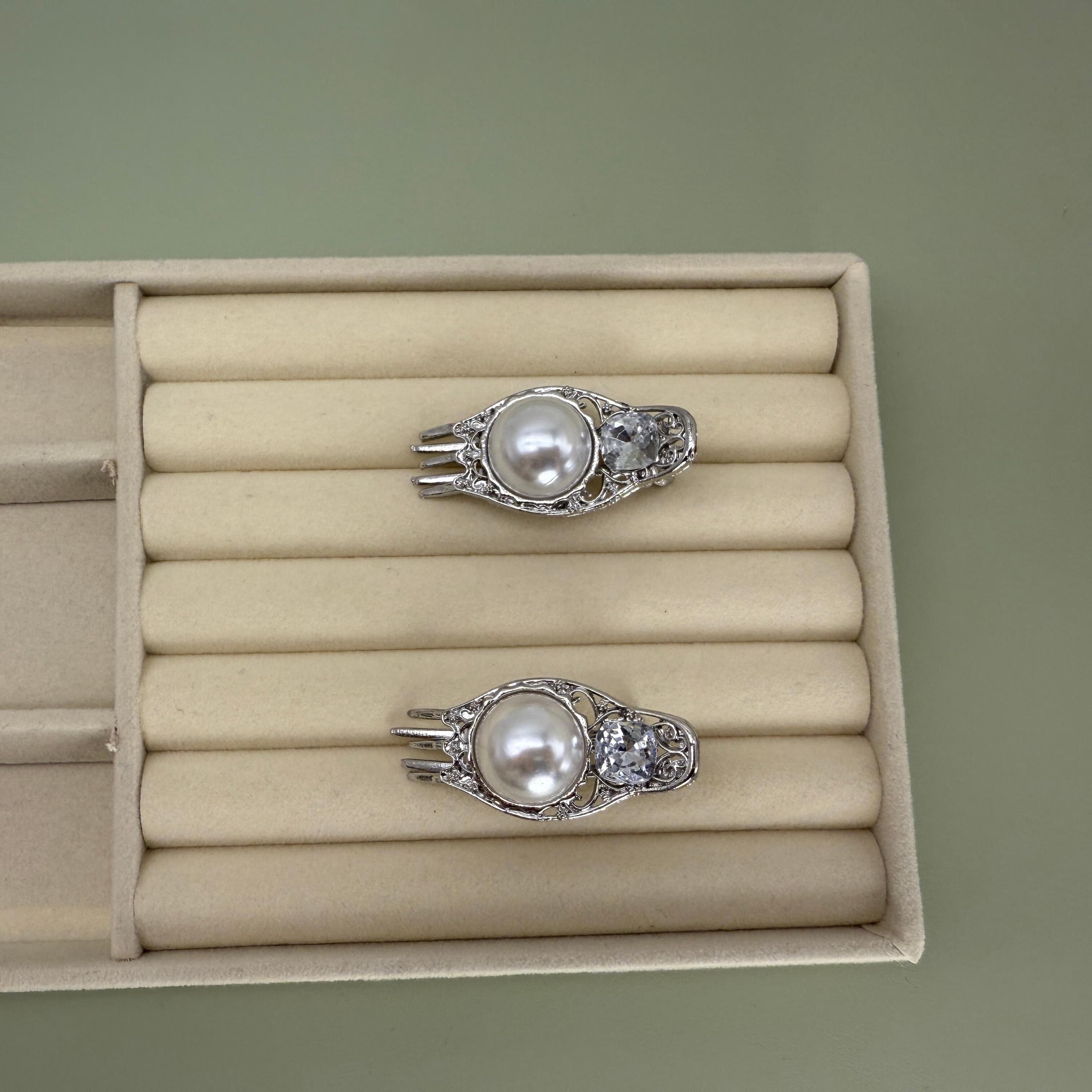 Elegant‎ Pearl Hair Claw Clip Set Wrapables Large Pearl Hair Claws Pearl Hair Clips Nonslip  main image 3