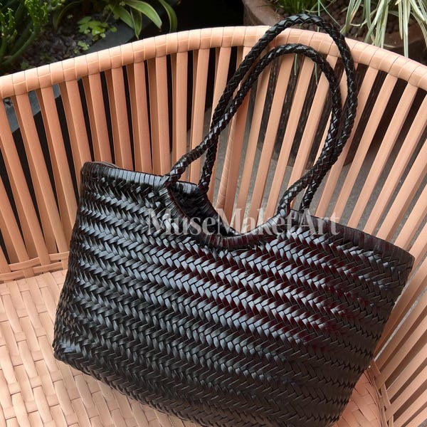Handwoven Genuine Leather Ladies Hobo Bag，Beach Holiday Bag,Gift for her