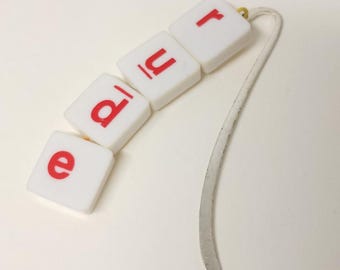 Handmade Scrabble Bookmark with Repurposed Game Tiles