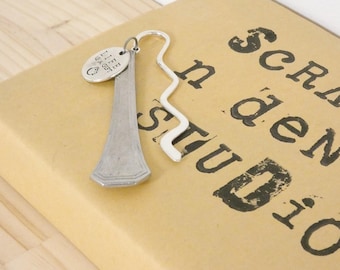 Handmade Rustic Metal Bookmark with Repurposed Souvenir Spoon and Charm