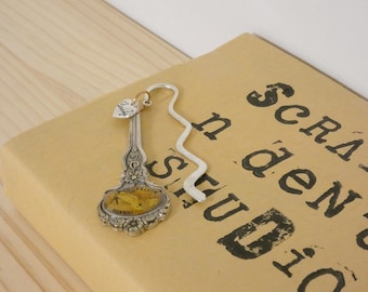 Handmade Rustic Metal Bookmark with Repurposed Souvenir Spoon and Charm