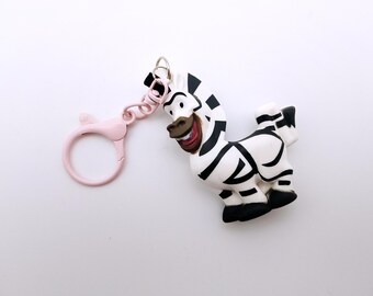 Llavero de Marty la Cebra / Llavero de juguete reciclado / Accesorio inspirado en Madagascar / Adorno original para bolso / Regalo reciclado
