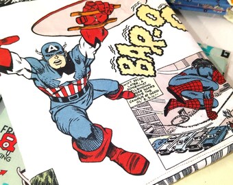 Handmade fabric covered A5 Journal, Avengers motifs.