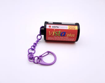 Llavero con forma de bote de película reciclado / Accesorio de fotografía reutilizado / Regalo único para fotógrafos / Llavero artesanal original / Regalo ecológico