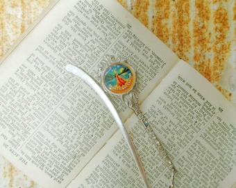 Handmade Souvenir Spoon Bookmark with Charm, Rustic Repurposed